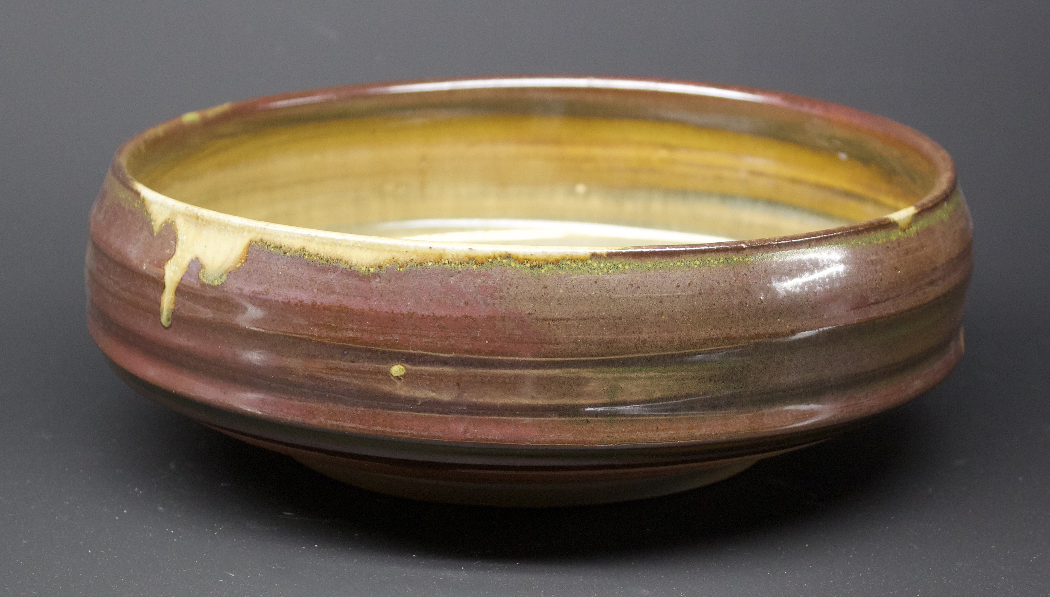 11. Bowl with Tenmoku and thistle ash glaze, 3" deep, 9" wide
$165